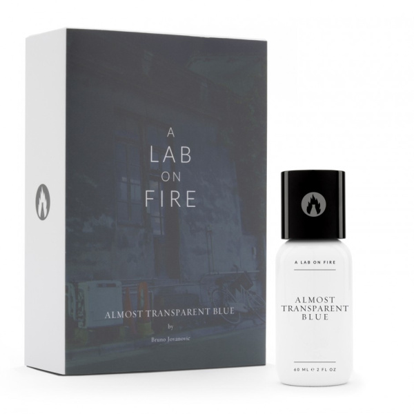 a lab on fire almost transparent blue 60